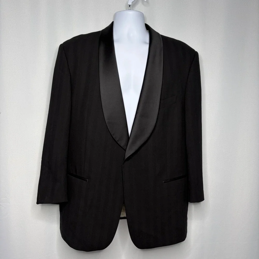 Tallia Uomo Mens 44 Regular Black Worsted Wool Shawl Lapel Tuxedo Jacket Savoia
